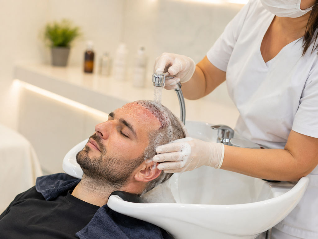 Die erste Haarwäsche nach der Haartransplantation