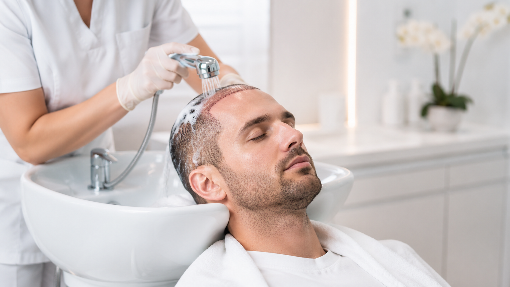 Die erste Haarwäsche nach der Haartransplantation